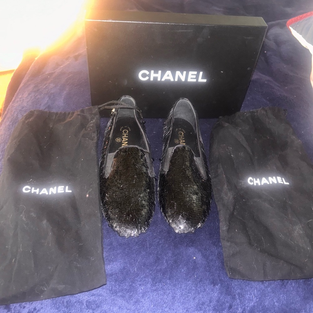 CHANEL SEQUIN LOAFERS